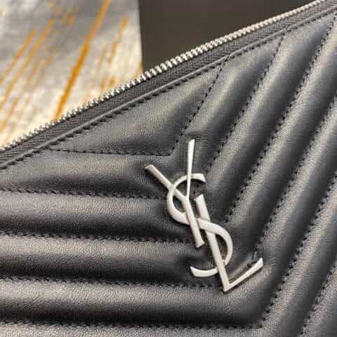 Saint laurent Ysl Monogram中号手拿包 559193黑色银扣