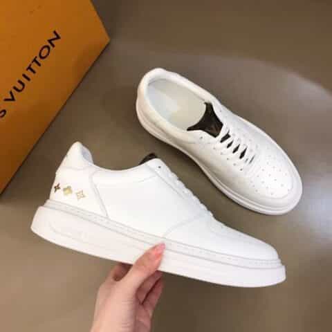 LV/路易威登   经典L老花印花帆布面拼接头层牛皮男士高端休闲运动鞋