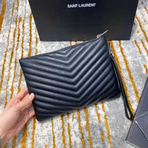 Saint laurent Ysl Monogram小号手拿包 379039黑色银扣