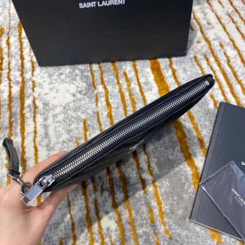 Saint laurent Ysl Monogram小号手拿包 379039黑色银扣