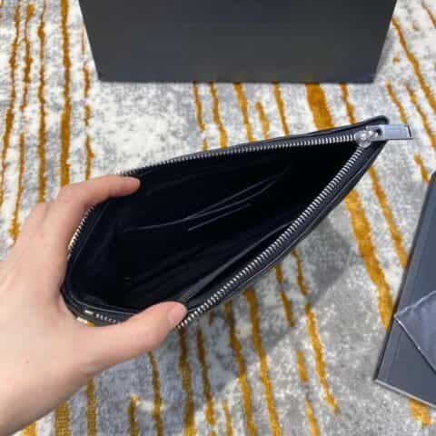Saint laurent Ysl Monogram小号手拿包 379039黑色银扣