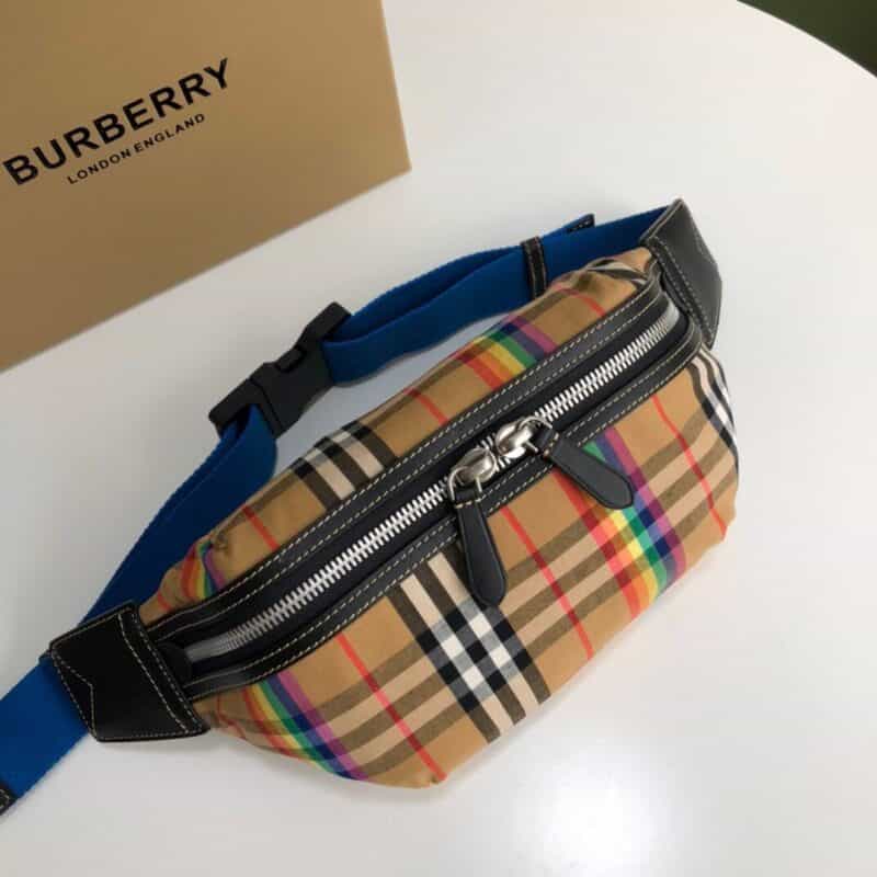 Burberry巴宝莉拼色尼龙材质腰包