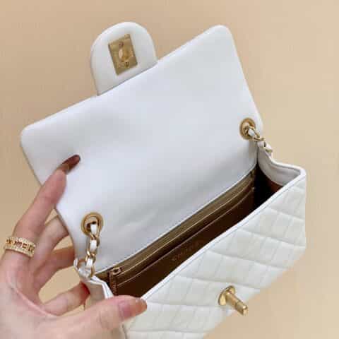 Chanel Flap Bag 新款金属球包金珠CF大Mini AS1787白色