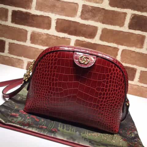 GUCCI古驰大红色鳄鱼纹肩背包499621