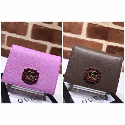 GUCCI古驰红色水晶粉色全皮卡片夹 499783