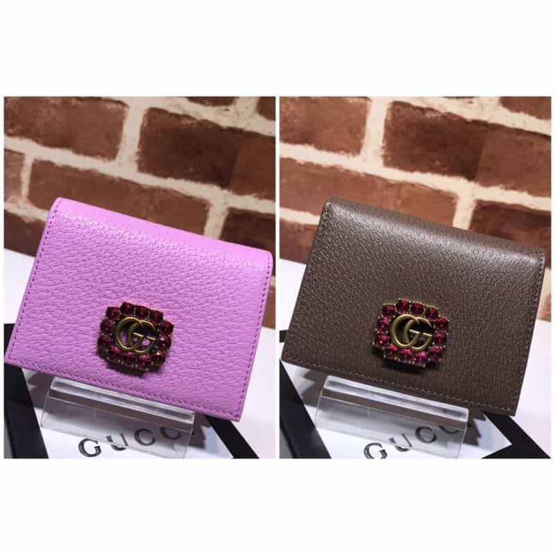 GUCCI古驰红色水晶粉色全皮卡片夹 499783
