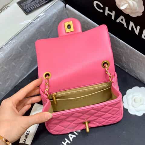 Chanel Flap Bag 新款金属球包金珠CF方胖子 AS1786粉色