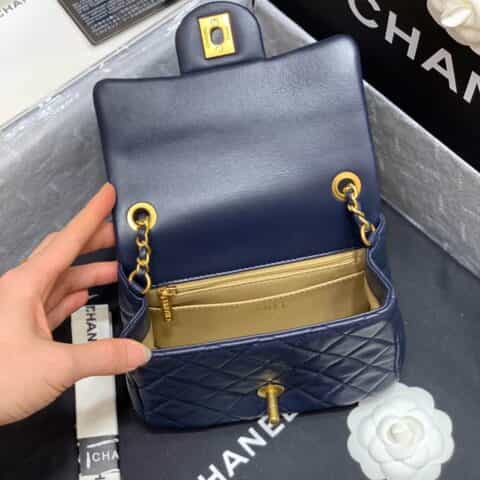 Chanel Flap Bag 新款金属球包金珠CF方胖子 AS1786深蓝