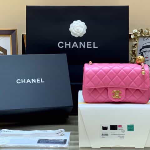 Chanel Flap Bag 新款金属球包金珠CF大Mini AS1787粉色