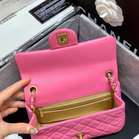 Chanel Flap Bag 新款金属球包金珠CF大Mini AS1787粉色