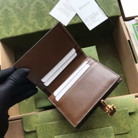 Gucci Jackie 1961系列钱夹 645536 帆布/棕皮