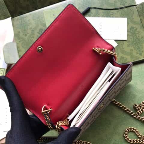 Gucci 樱桃超迷你斜挎包包 481291 帆布/红皮