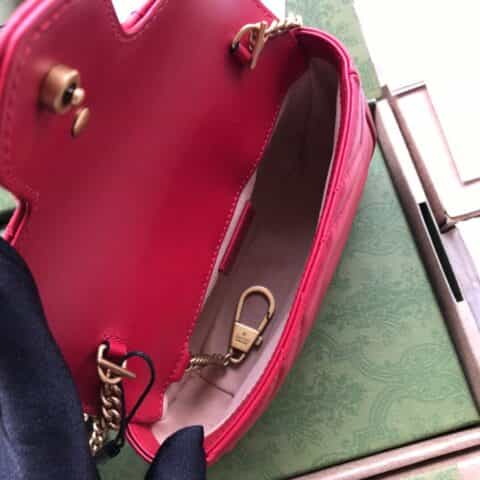 Gucci GG Marmont迷你链条包 476433红色全皮