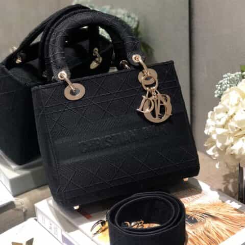 Dior Lady D-Lite 刺绣戴妃包 M0565黑色