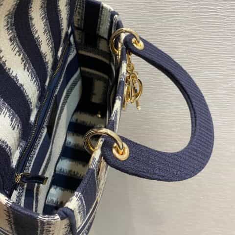 Dior Lady D-Lite五格深蓝色条纹戴妃包 M0565ORFQ_M928