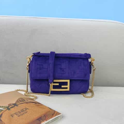 FENDI芬迪立体双F丝绒baguette手袋317S