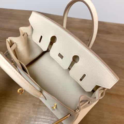 Hermès爱马仕 Birkin 25 togo奶昔白 金扣 全手工 BK25