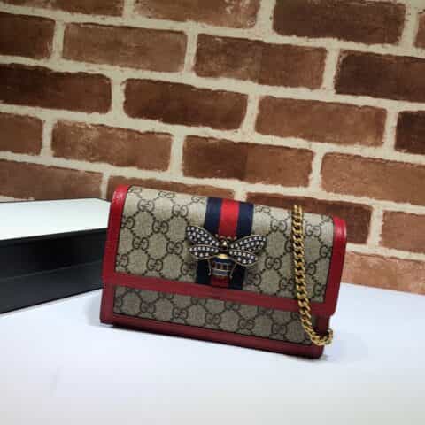 GUCCI古驰杏PVC/皮革链条单肩斜挎包476079