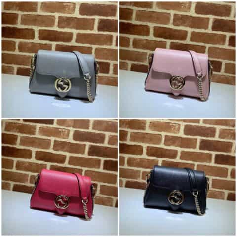 GUCCI古驰金属双G压扣小牛皮单肩斜跨包607720