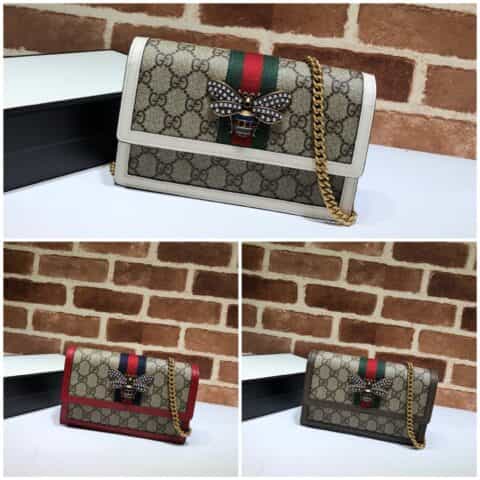 GUCCI古驰杏PVC/皮革链条单肩斜挎包476079