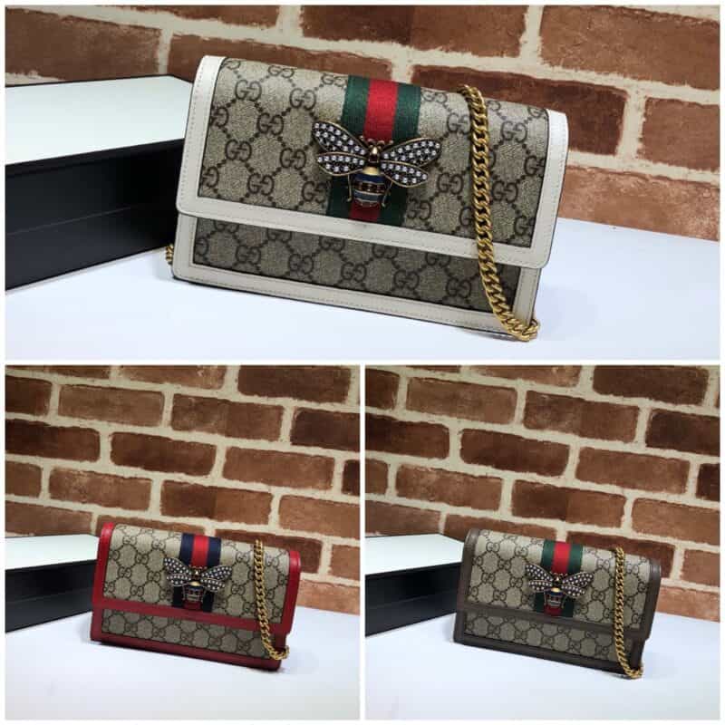 GUCCI古驰杏PVC/皮革链条单肩斜挎包476079