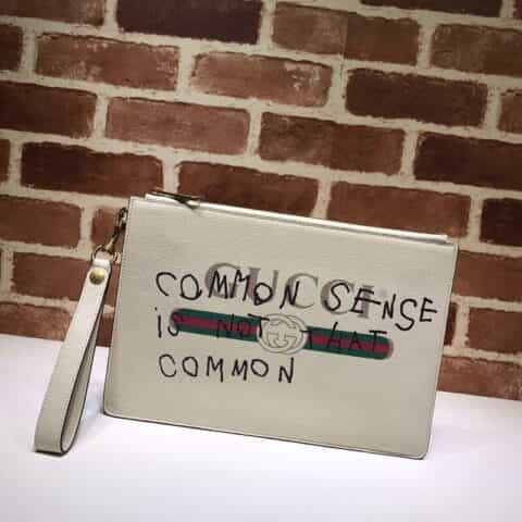 GUCCI古驰织纹皮革涂鸦印花手拿包494320