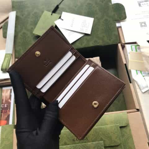 Gucci 1955马衔扣卡包 621887 帆布/棕皮