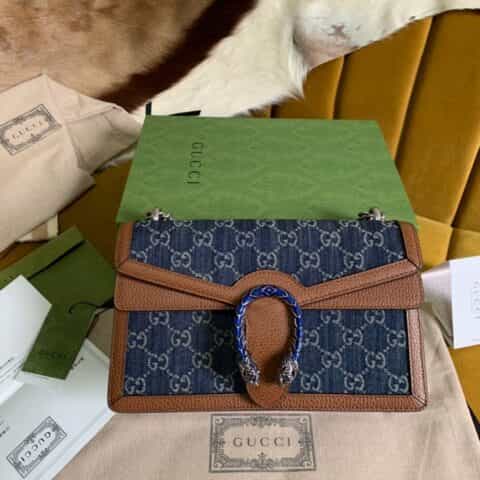 Gucci GG Denim系列Dionysus系列小号肩背包400249 2KQFN 4483