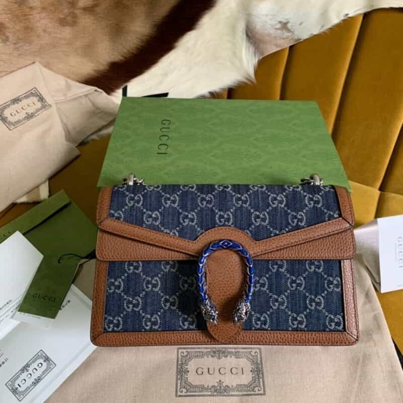 Gucci GG Denim系列Dionysus系列小号肩背包400249 2KQFN 4483