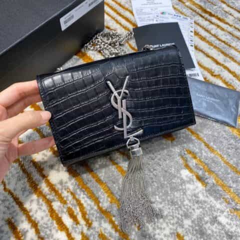 Saint laurent Ysl Kate 17cm Bag 354120黑色鳄鱼纹