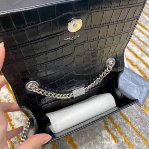 Saint laurent Ysl Kate 17cm Bag 354120黑色鳄鱼纹