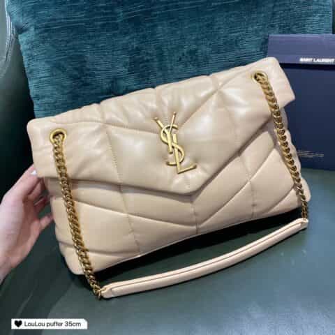 Saint laurent Ysl LouLou Puffer绗缝小羊皮包 577475大号杏色
