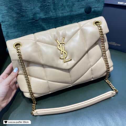 Saint laurent Ysl LouLou Puffer绗缝小羊皮包 577476小号杏色
