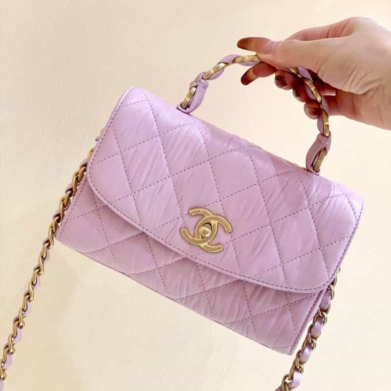 Chanel 2021春夏新款口盖包 AS2477粉色