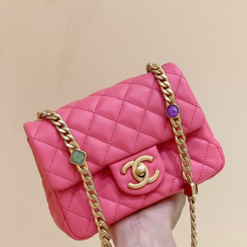 Chanel CF17 Classic flap bag CF宝石包 AS1786桃粉色