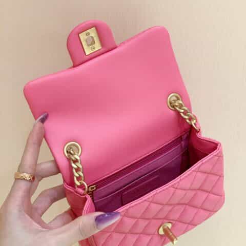 Chanel CF17 Classic flap bag CF宝石包 AS1786桃粉色