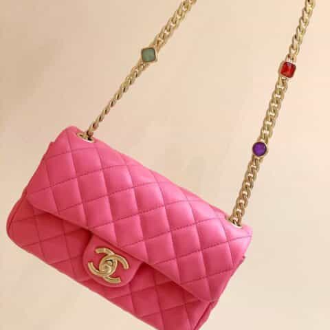Chanel CF20 Classic flap bag CF宝石包 AS1787桃粉色