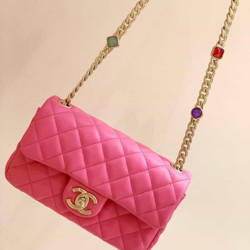 Chanel CF20 Classic flap bag CF宝石包 AS1787桃粉色