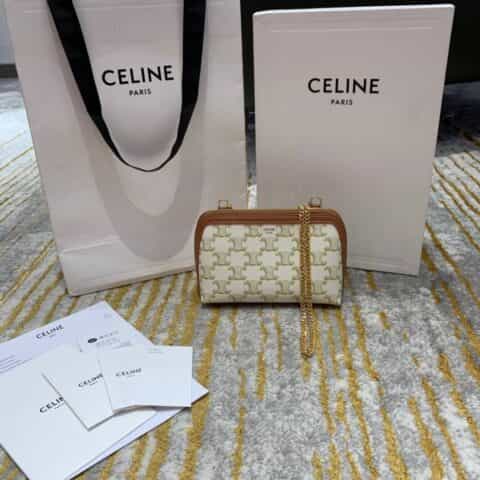 Celine思琳 Clutch with chain Bag 10E382白花