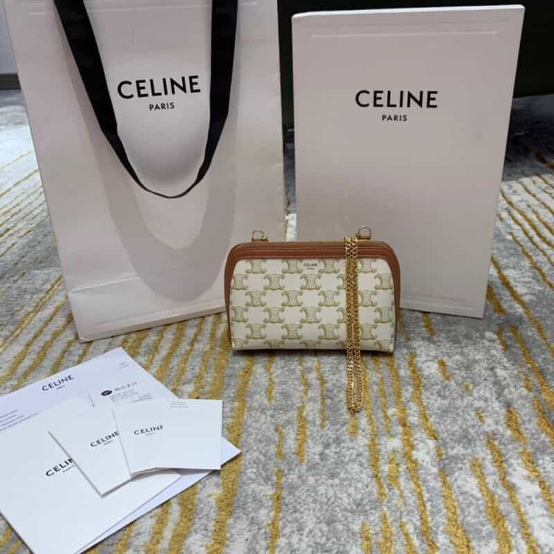 Celine思琳 Clutch with chain Bag 10E382白花