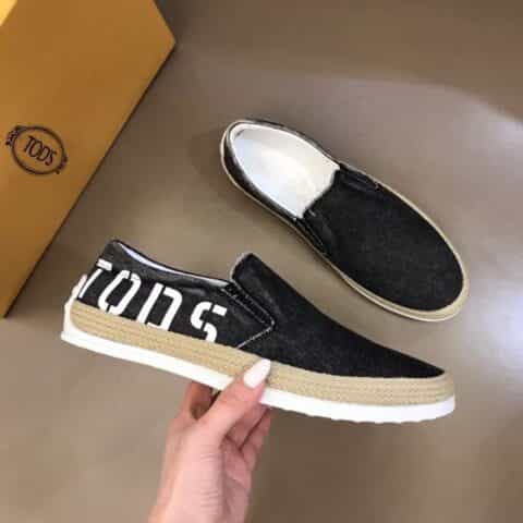 TOD'S 托‮斯德   进口水洗牛仔手‮编工‬织嵌边豆豆底休闲鞋