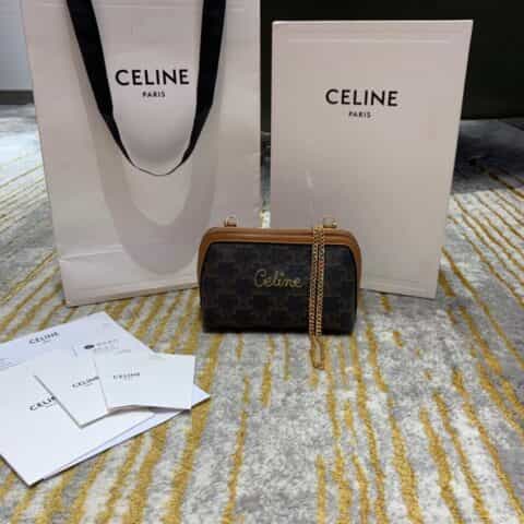 Celine思琳 Clutch with chain Bag 10E382老花
