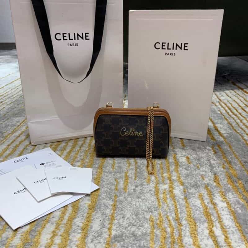 Celine思琳 Clutch with chain Bag 10E382老花