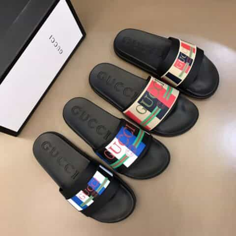 GUCCI古驰    头层小牛皮材质G家新品男士拖鞋