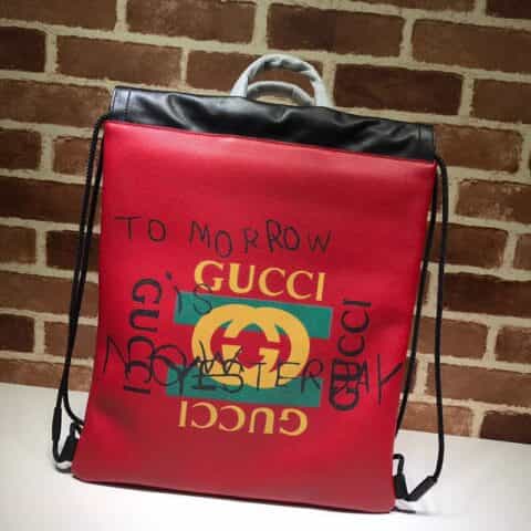 GUCCI古驰柔软皮革抽绳背包494053