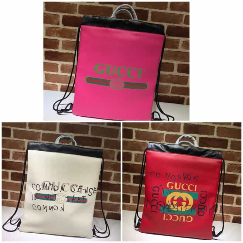 GUCCI古驰柔软皮革抽绳背包494053