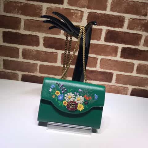 GUCCI古驰全皮刺绣链条包499314