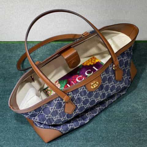 Gucci牛仔蓝Ophidia GG medium tote Bag ‎631685 2KQGG 8375
