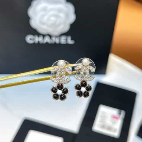 2021新款CHANEL香奈儿双c茶花耳钉耳环