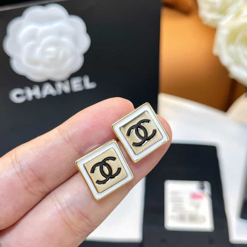 2021新款CHANEL香奈儿双c方形耳钉耳环